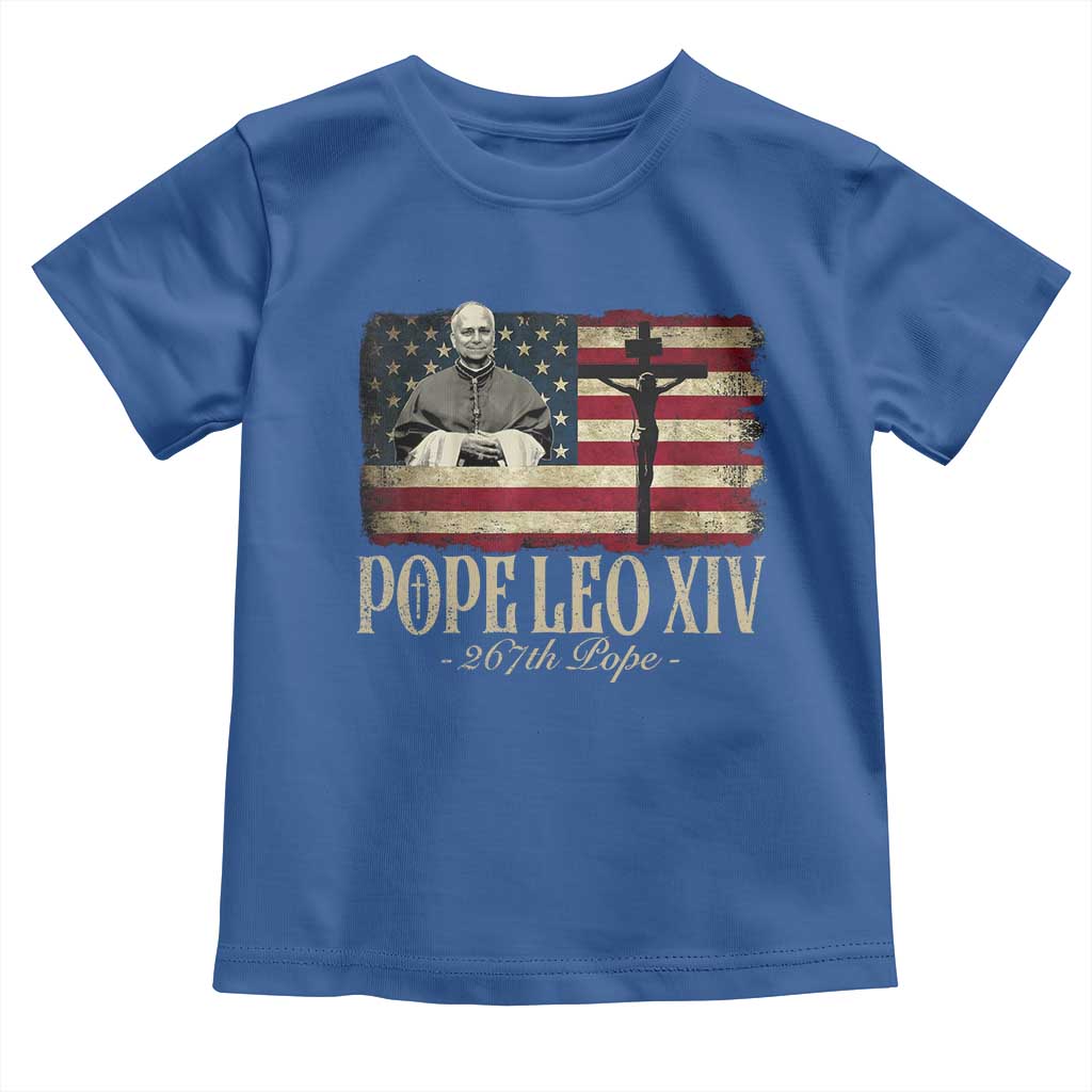 Da Pope Leo XIV Toddler T Shirt From America Chicago USA Flag Cross