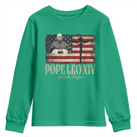 Da Pope Leo XIV Youth Sweatshirt From America Chicago USA Flag Cross