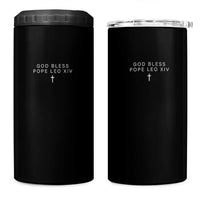 God Bless Pope Leo XIV 4 in 1 Can Cooler Tumbler Cross Subtle Minimal Religious Faith