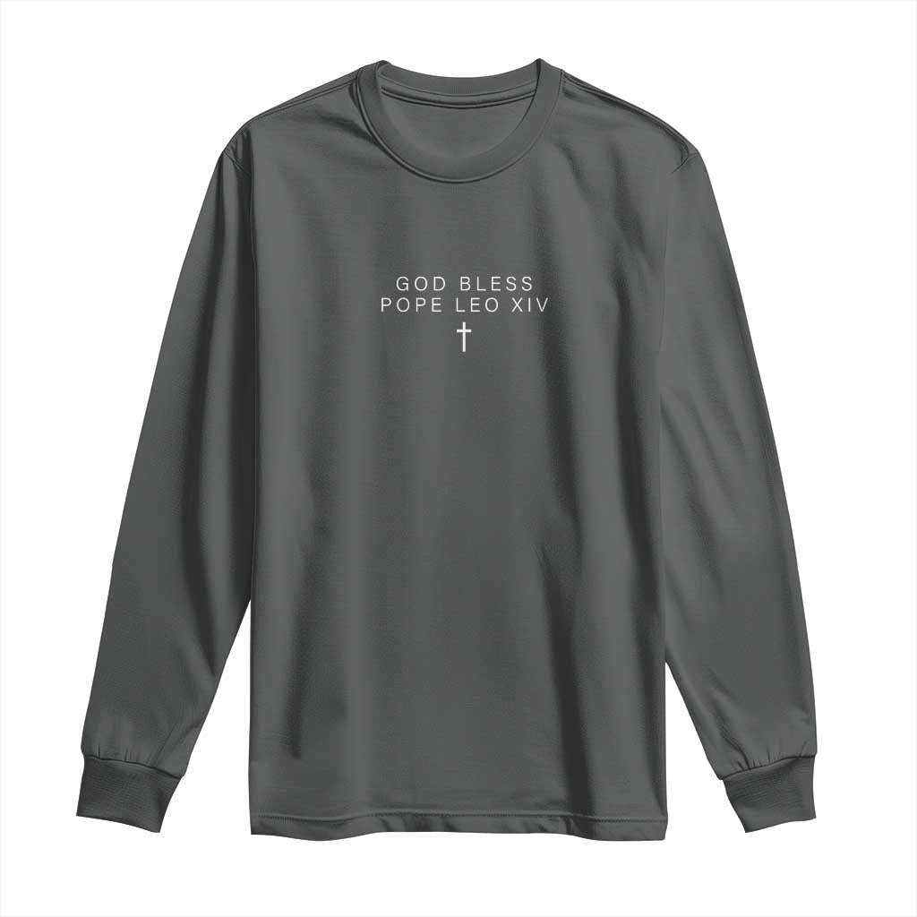 God Bless Pope Leo XIV Long Sleeve Shirt Cross Subtle Minimal Religious Faith