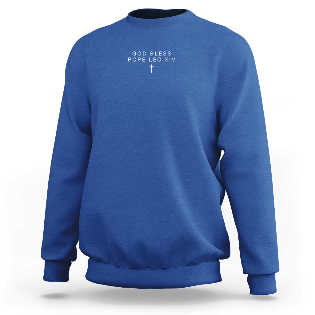 God Bless Pope Leo XIV Sweatshirt Cross Subtle Minimal Religious Faith