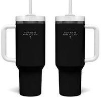 God Bless Pope Leo XIV Tumbler With Handle Cross Subtle Minimal Religious Faith