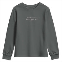 God Bless Pope Leo XIV Youth Sweatshirt Cross Subtle Minimal Religious Faith