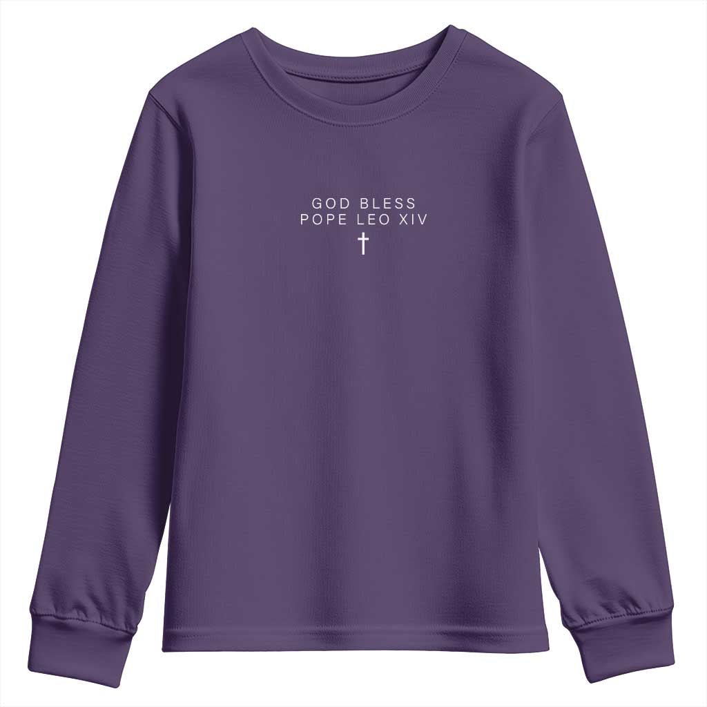 God Bless Pope Leo XIV Youth Sweatshirt Cross Subtle Minimal Religious Faith