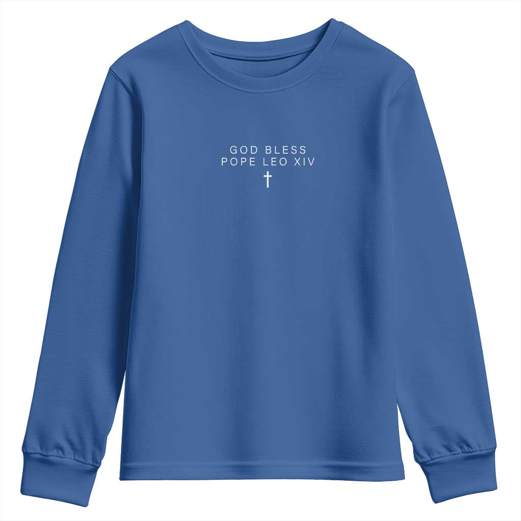 God Bless Pope Leo XIV Youth Sweatshirt Cross Subtle Minimal Religious Faith