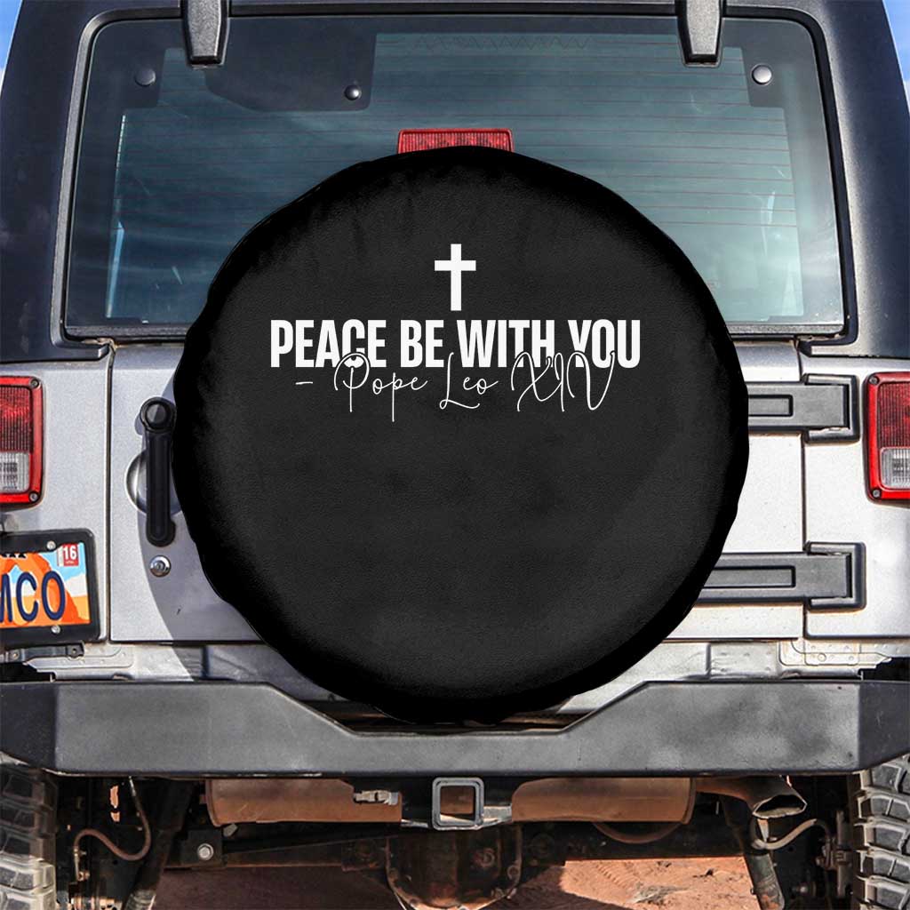Pope Leo XIV Spare Tire Cover Peace Be With You All Catholic Church Subtle Cross