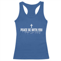 Pope Leo XIV Racerback Tank Top Peace Be With You All Catholic Church Subtle Cross