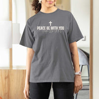 Pope Leo XIV T Shirt For Women Peace Be With You All Catholic Church Subtle Cross