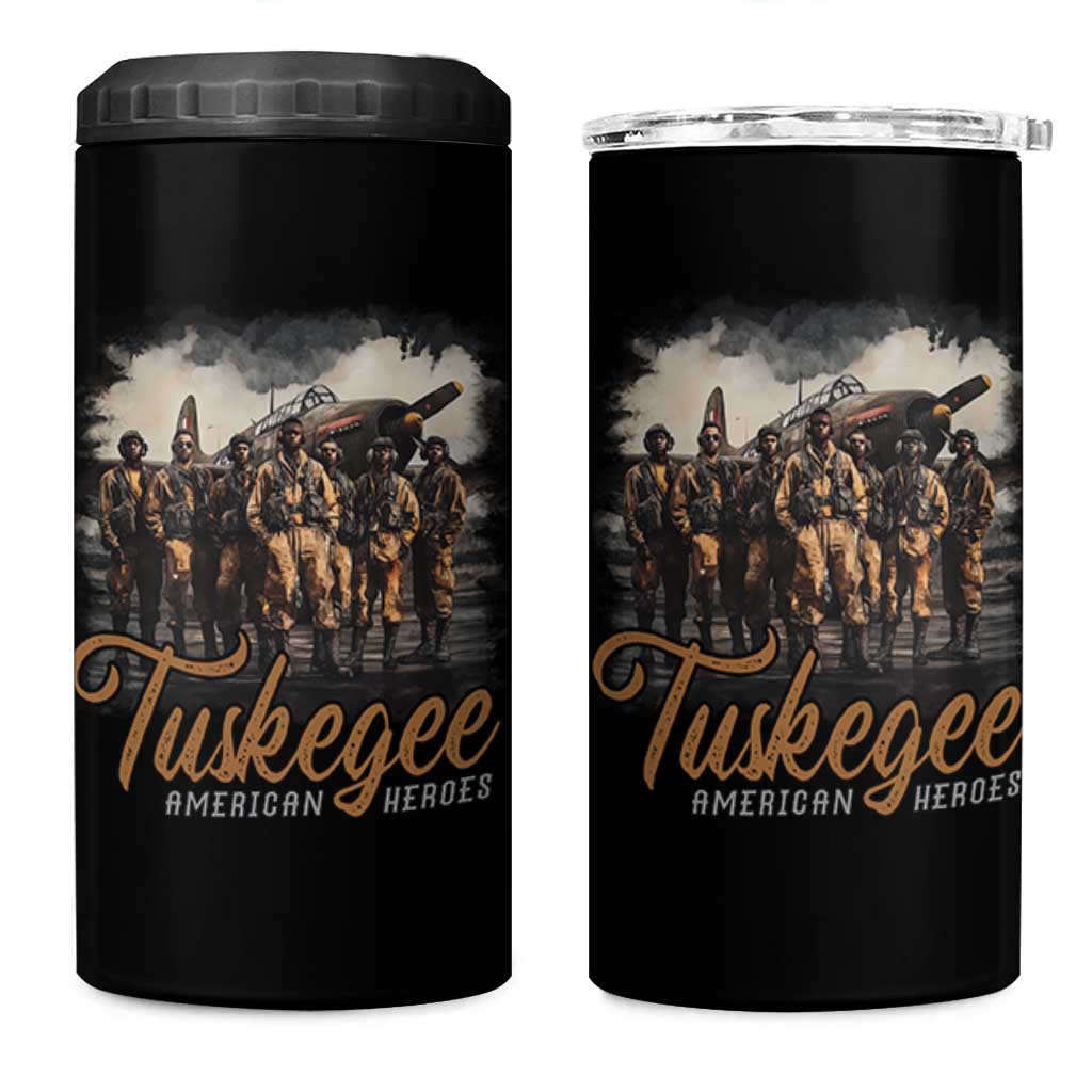 Tuskegee Airmen 4 in 1 Can Cooler Tumbler African American Heroes WW2 Tribute Black History Month - Wonder Print Shop
