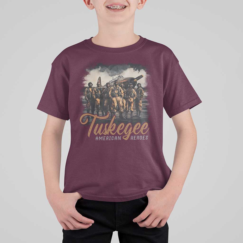 Tuskegee Airmen T Shirt For Kid African American Heroes WW2 Tribute Black History Month - Wonder Print Shop