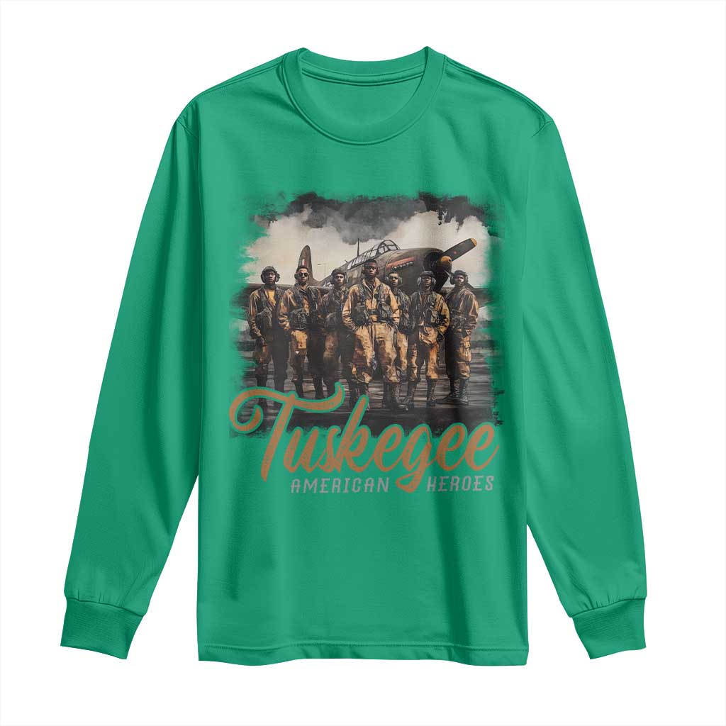 Tuskegee Airmen Long Sleeve Shirt African American Heroes WW2 Tribute Black History Month - Wonder Print Shop