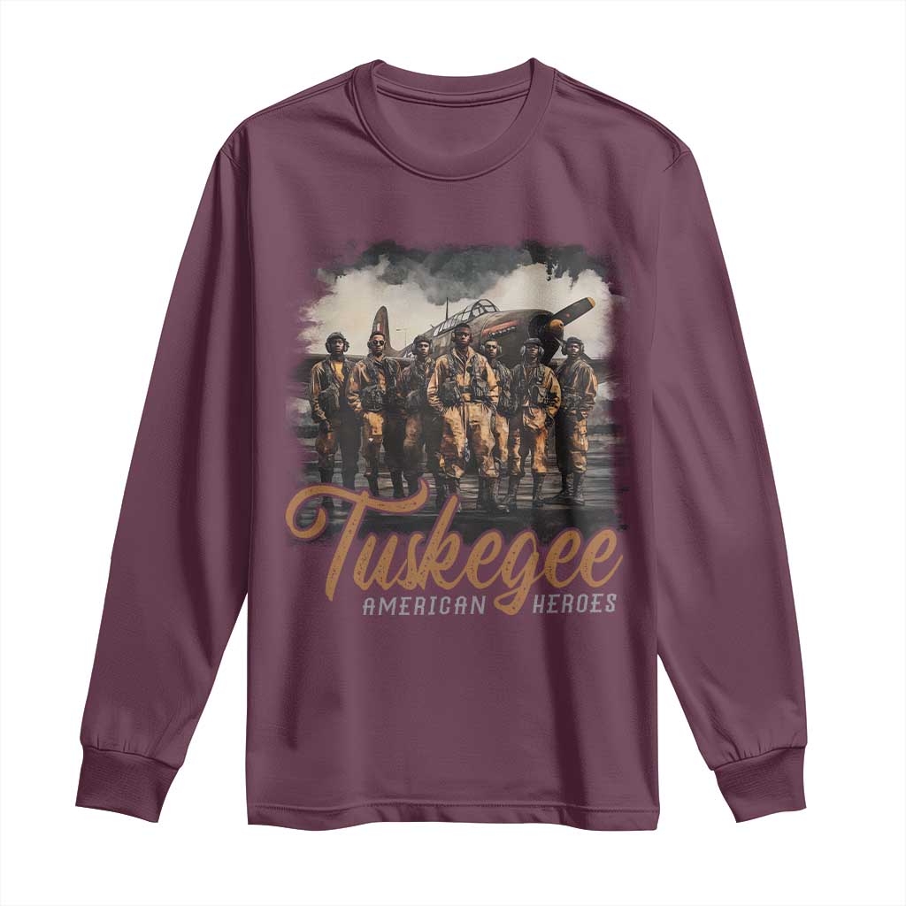 Tuskegee Airmen Long Sleeve Shirt African American Heroes WW2 Tribute Black History Month - Wonder Print Shop