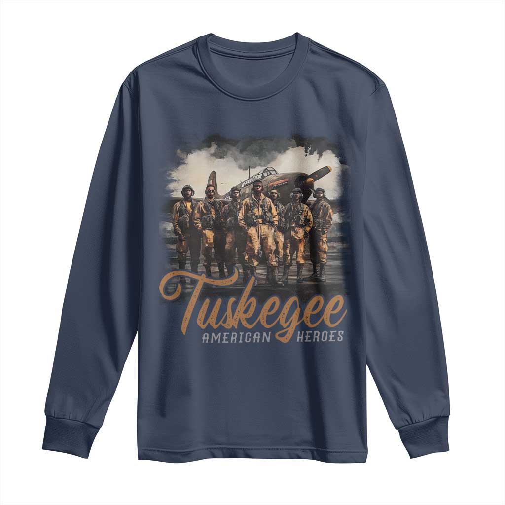Tuskegee Airmen Long Sleeve Shirt African American Heroes WW2 Tribute Black History Month - Wonder Print Shop