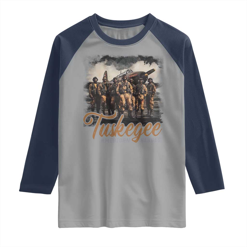 Tuskegee Airmen Raglan Shirt African American Heroes WW2 Tribute Black History Month - Wonder Print Shop