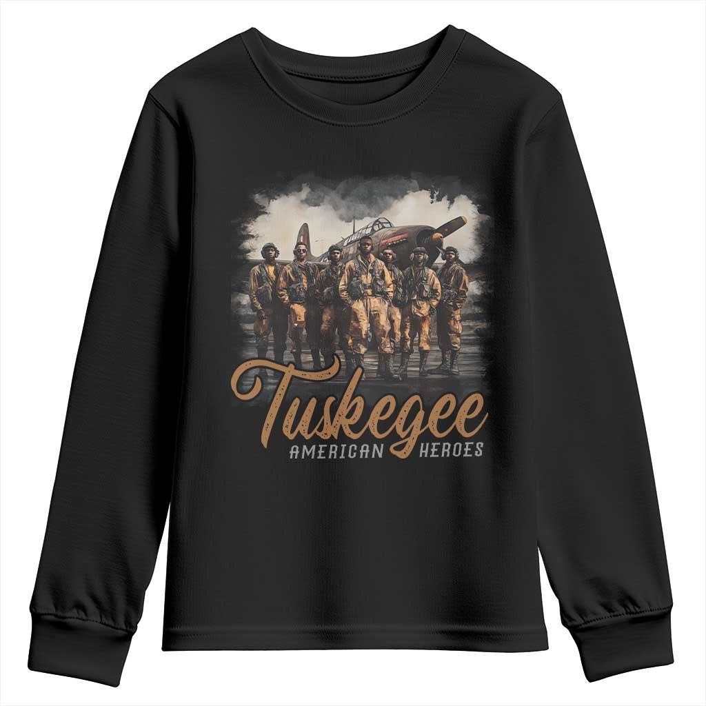Tuskegee Airmen Youth Sweatshirt African American Heroes WW2 Tribute Black History Month - Wonder Print Shop