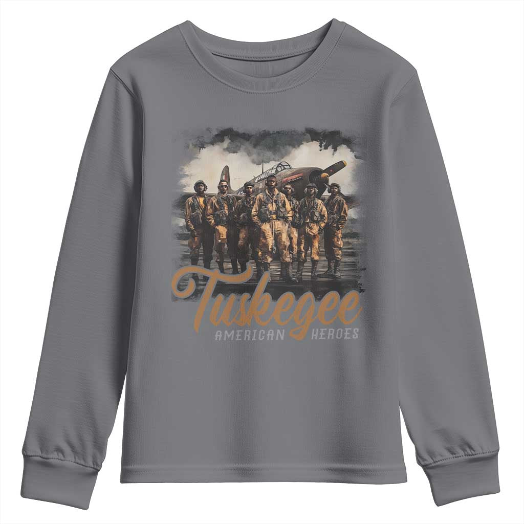 Tuskegee Airmen Youth Sweatshirt African American Heroes WW2 Tribute Black History Month - Wonder Print Shop