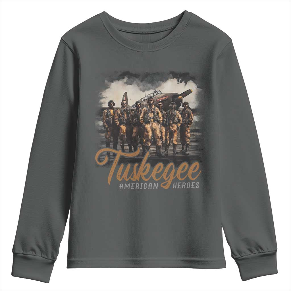 Tuskegee Airmen Youth Sweatshirt African American Heroes WW2 Tribute Black History Month - Wonder Print Shop