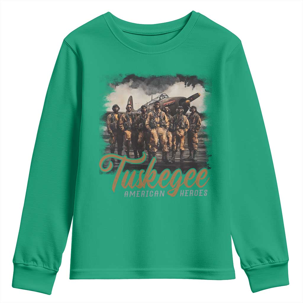 Tuskegee Airmen Youth Sweatshirt African American Heroes WW2 Tribute Black History Month - Wonder Print Shop