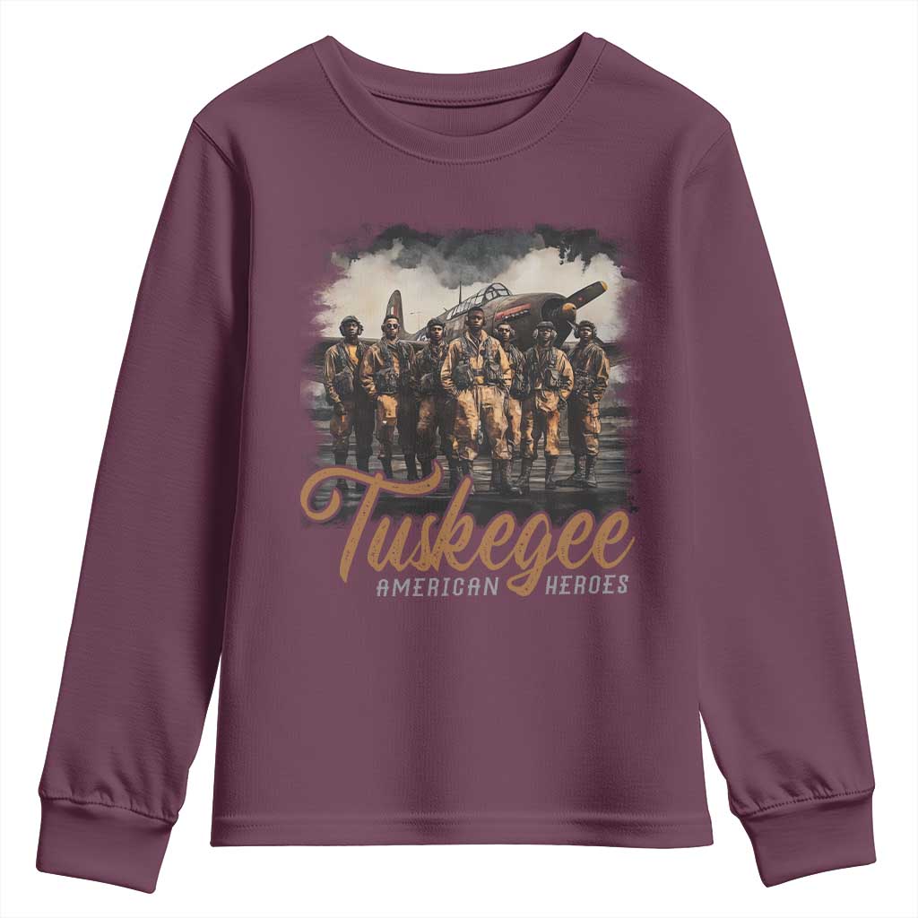 Tuskegee Airmen Youth Sweatshirt African American Heroes WW2 Tribute Black History Month - Wonder Print Shop