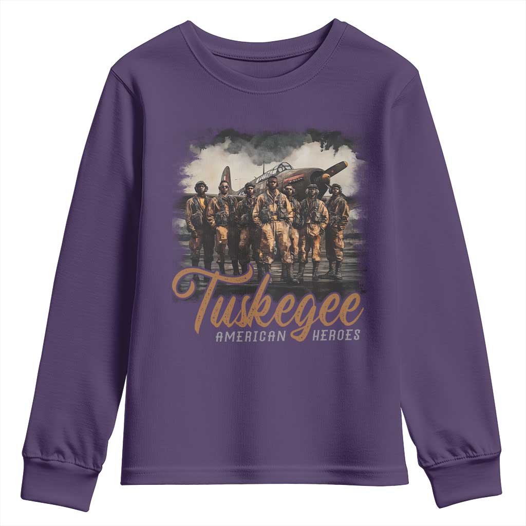 Tuskegee Airmen Youth Sweatshirt African American Heroes WW2 Tribute Black History Month - Wonder Print Shop