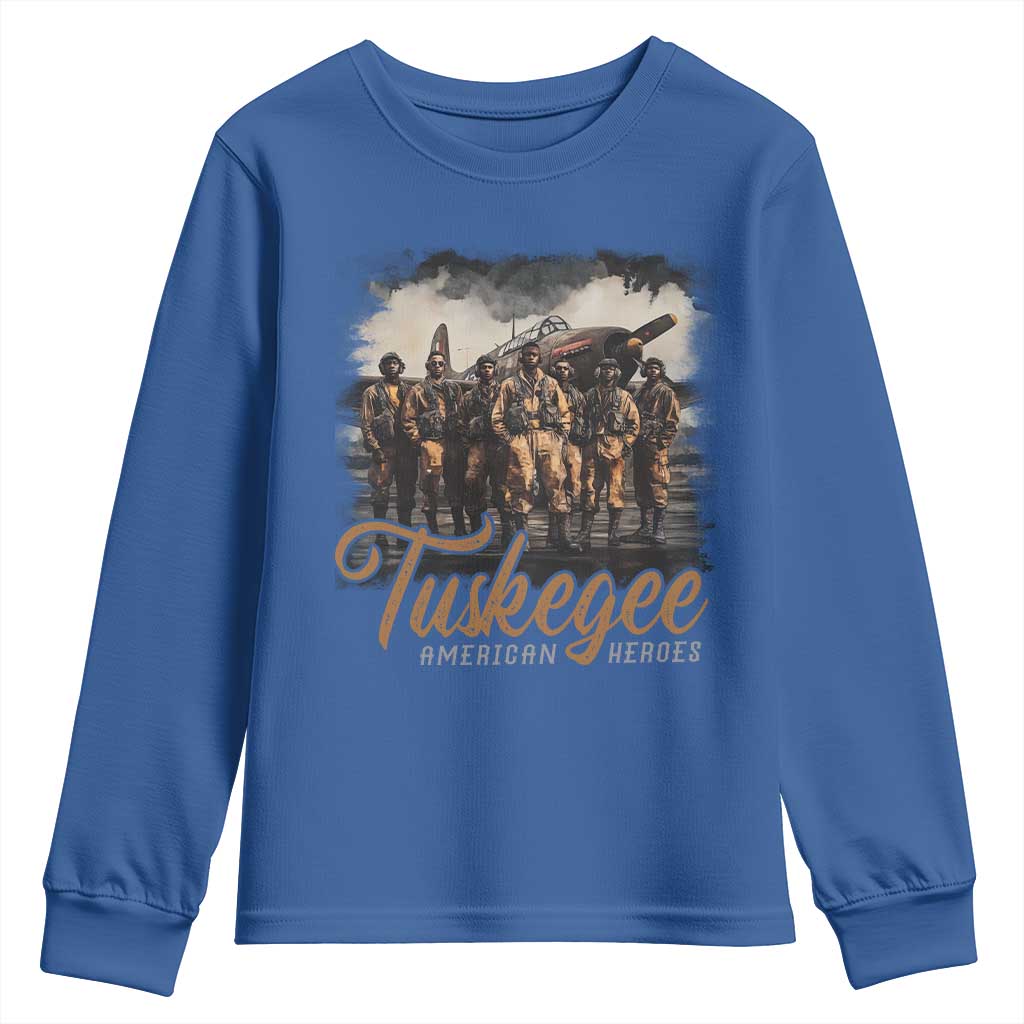 Tuskegee Airmen Youth Sweatshirt African American Heroes WW2 Tribute Black History Month - Wonder Print Shop