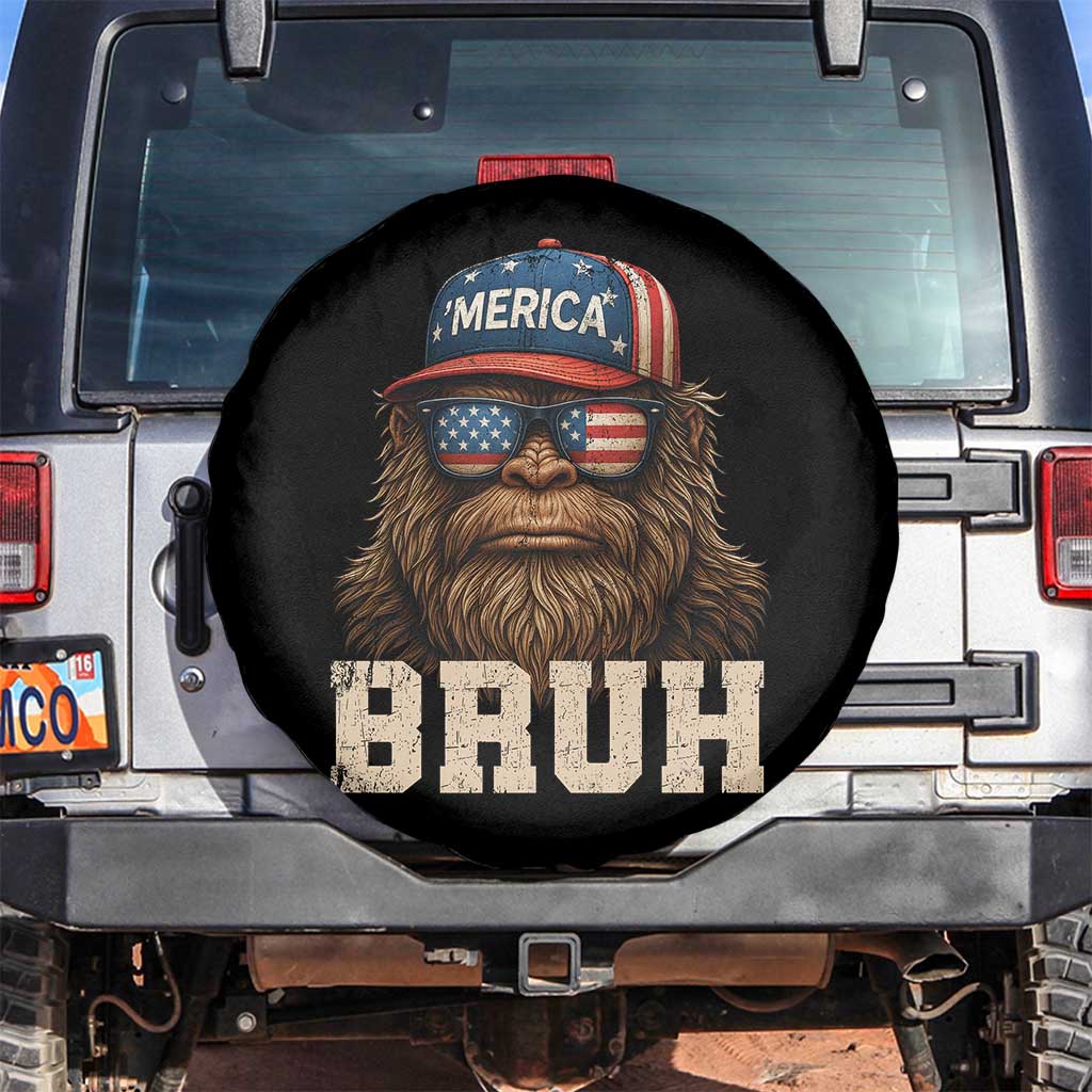 Bruh Bigfoot Merica Spare Tire Cover American Flag Patriotic 4th Of July - Wonder Print Shop