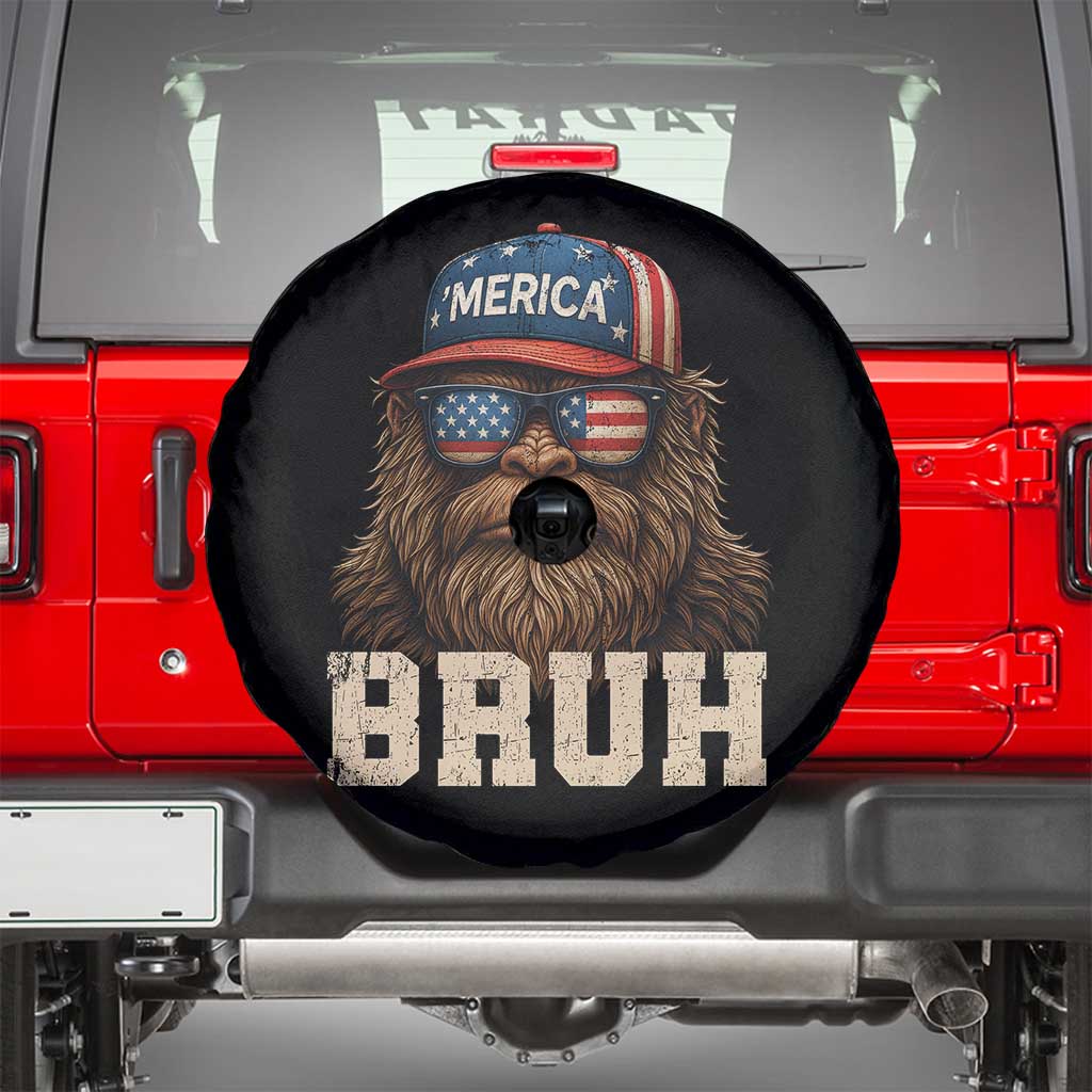 Bruh Bigfoot Merica Spare Tire Cover American Flag Patriotic 4th Of July - Wonder Print Shop