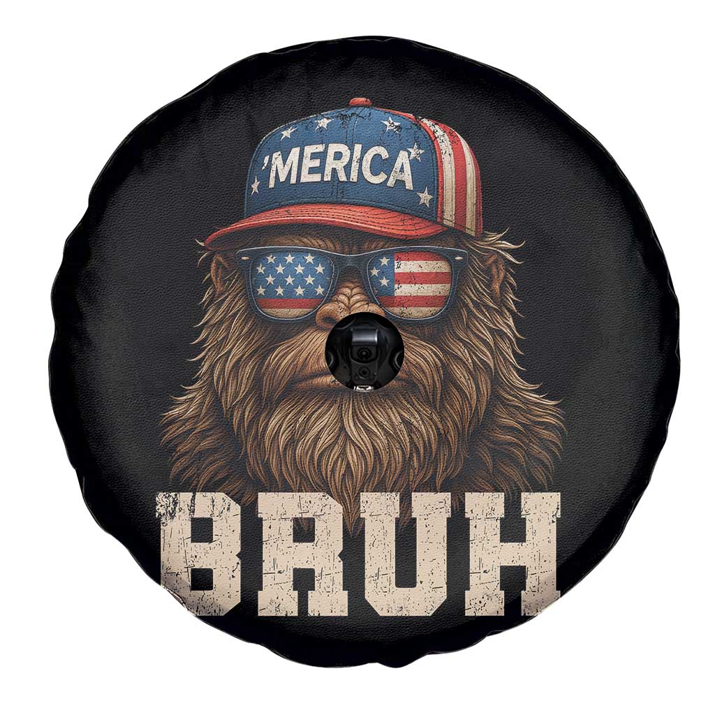 Bruh Bigfoot Merica Spare Tire Cover American Flag Patriotic 4th Of July - Wonder Print Shop