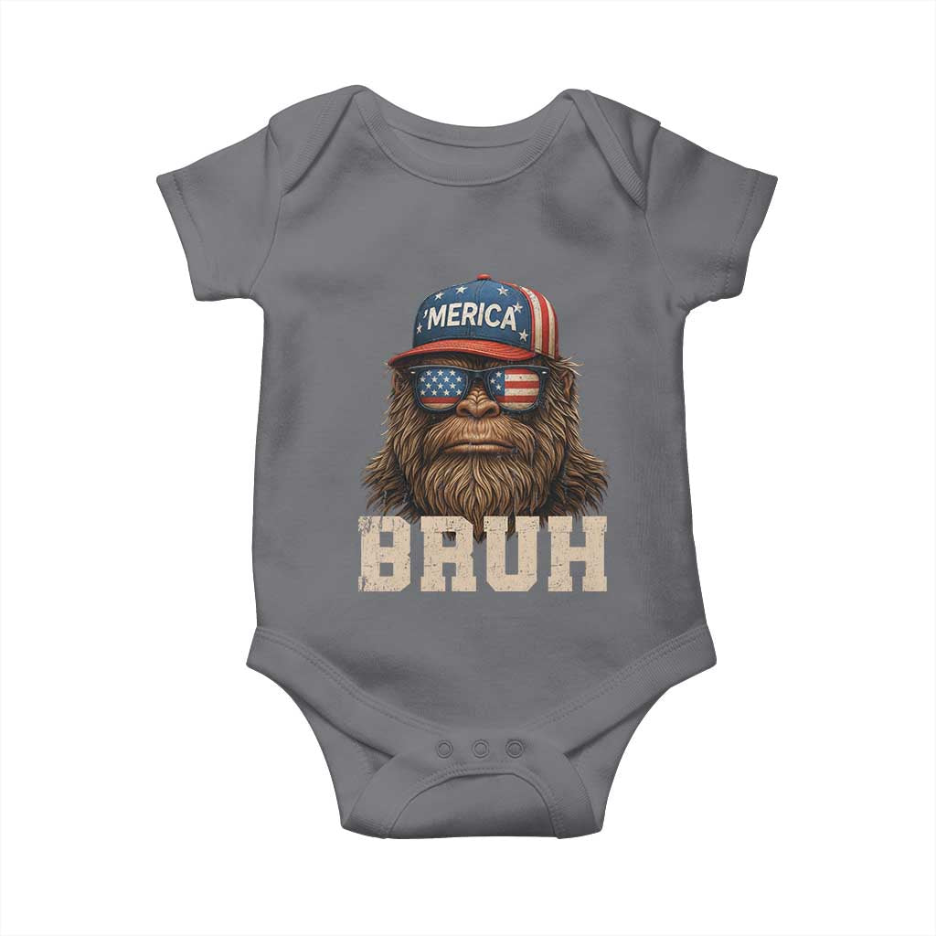 Bruh Bigfoot Merica Baby Onesie American Flag Patriotic 4th Of July - Wonder Print Shop