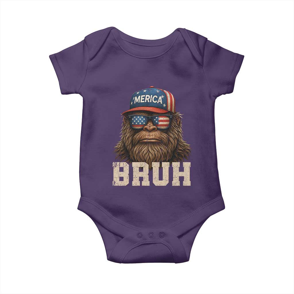 Bruh Bigfoot Merica Baby Onesie American Flag Patriotic 4th Of July - Wonder Print Shop