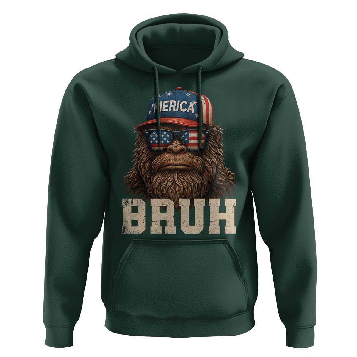 Bruh Bigfoot Merica Hoodie American Flag Patriotic 4th Of July - Wonder Print Shop