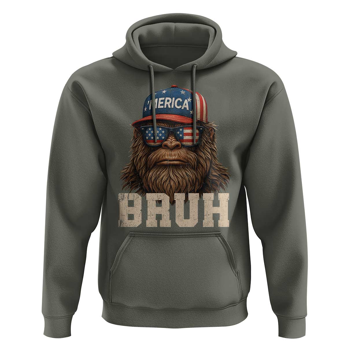 Bruh Bigfoot Merica Hoodie American Flag Patriotic 4th Of July - Wonder Print Shop