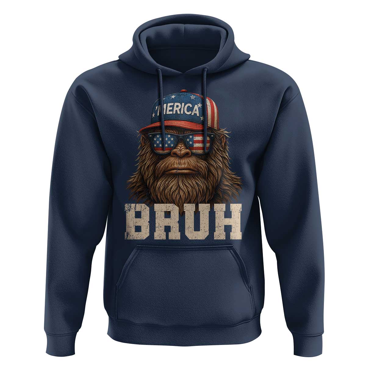 Bruh Bigfoot Merica Hoodie American Flag Patriotic 4th Of July - Wonder Print Shop