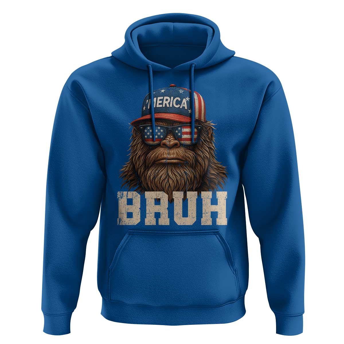 Bruh Bigfoot Merica Hoodie American Flag Patriotic 4th Of July - Wonder Print Shop
