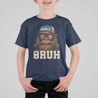Bruh Bigfoot Merica T Shirt For Kid American Flag Patriotic 4th Of July - Wonder Print Shop