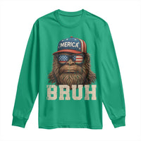 Bruh Bigfoot Merica Long Sleeve Shirt American Flag Patriotic 4th Of July - Wonder Print Shop