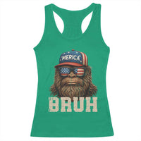Bruh Bigfoot Merica Racerback Tank Top American Flag Patriotic 4th Of July - Wonder Print Shop