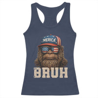Bruh Bigfoot Merica Racerback Tank Top American Flag Patriotic 4th Of July - Wonder Print Shop