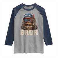 Bruh Bigfoot Merica Raglan Shirt American Flag Patriotic 4th Of July - Wonder Print Shop