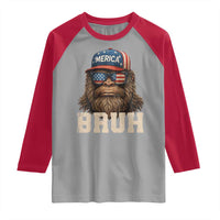 Bruh Bigfoot Merica Raglan Shirt American Flag Patriotic 4th Of July - Wonder Print Shop