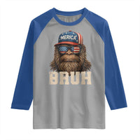 Bruh Bigfoot Merica Raglan Shirt American Flag Patriotic 4th Of July - Wonder Print Shop