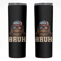Bruh Bigfoot Merica Skinny Tumbler American Flag Patriotic 4th Of July - Wonder Print Shop