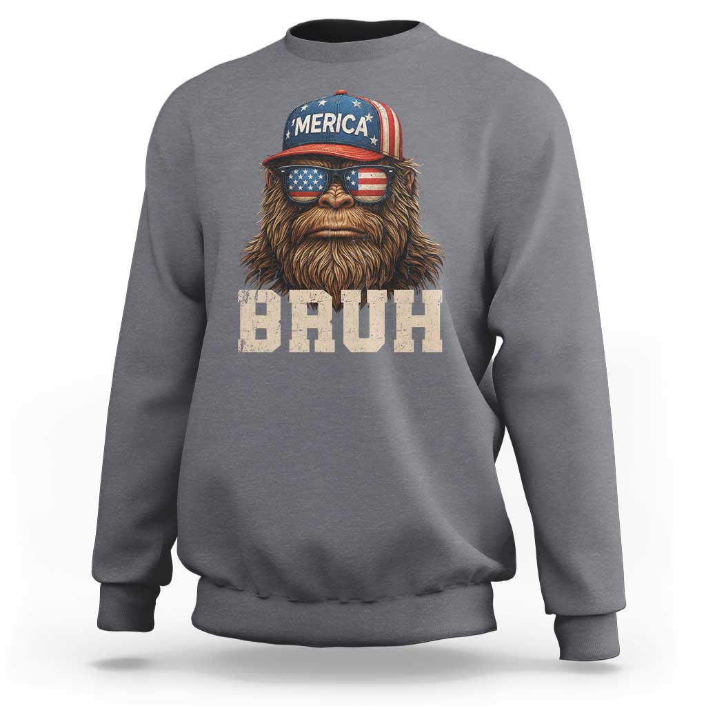 Bruh Bigfoot Merica Sweatshirt American Flag Patriotic 4th Of July - Wonder Print Shop