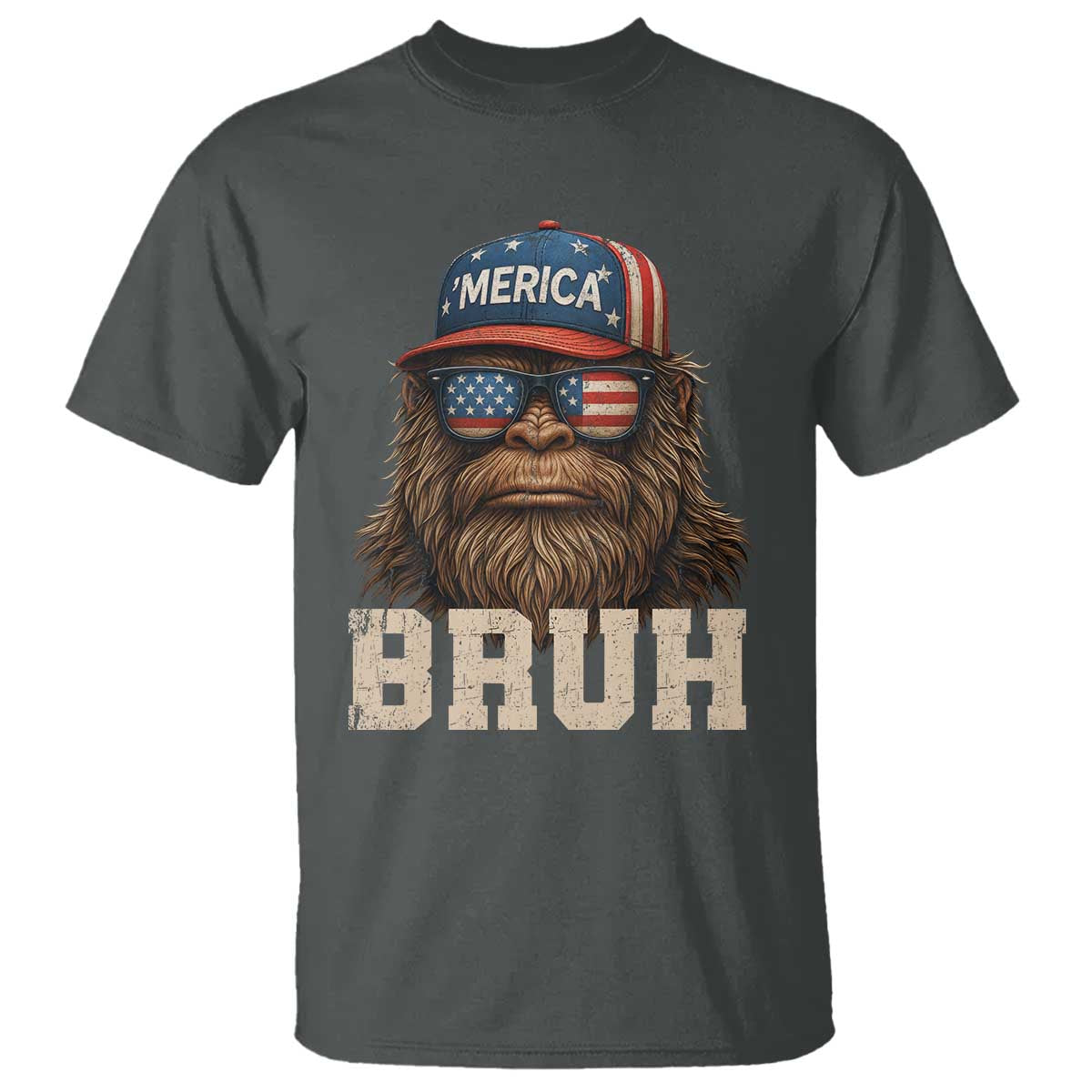 Bruh Bigfoot Merica T Shirt American Flag Patriotic 4th Of July - Wonder Print Shop