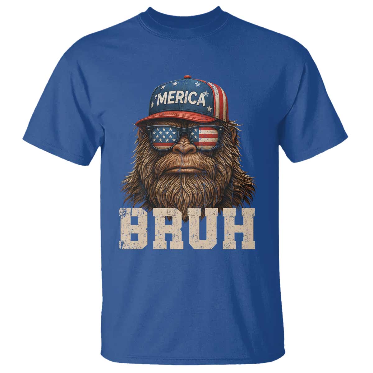 Bruh Bigfoot Merica T Shirt American Flag Patriotic 4th Of July - Wonder Print Shop