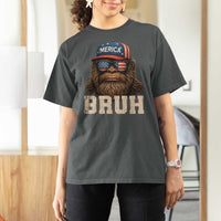 Bruh Bigfoot Merica T Shirt For Women American Flag Patriotic 4th Of July - Wonder Print Shop