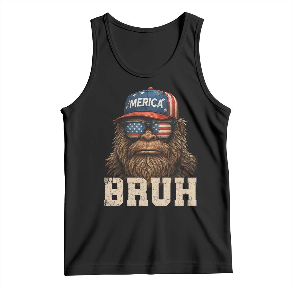 Bruh Bigfoot Merica Tank Top American Flag Patriotic 4th Of July - Wonder Print Shop