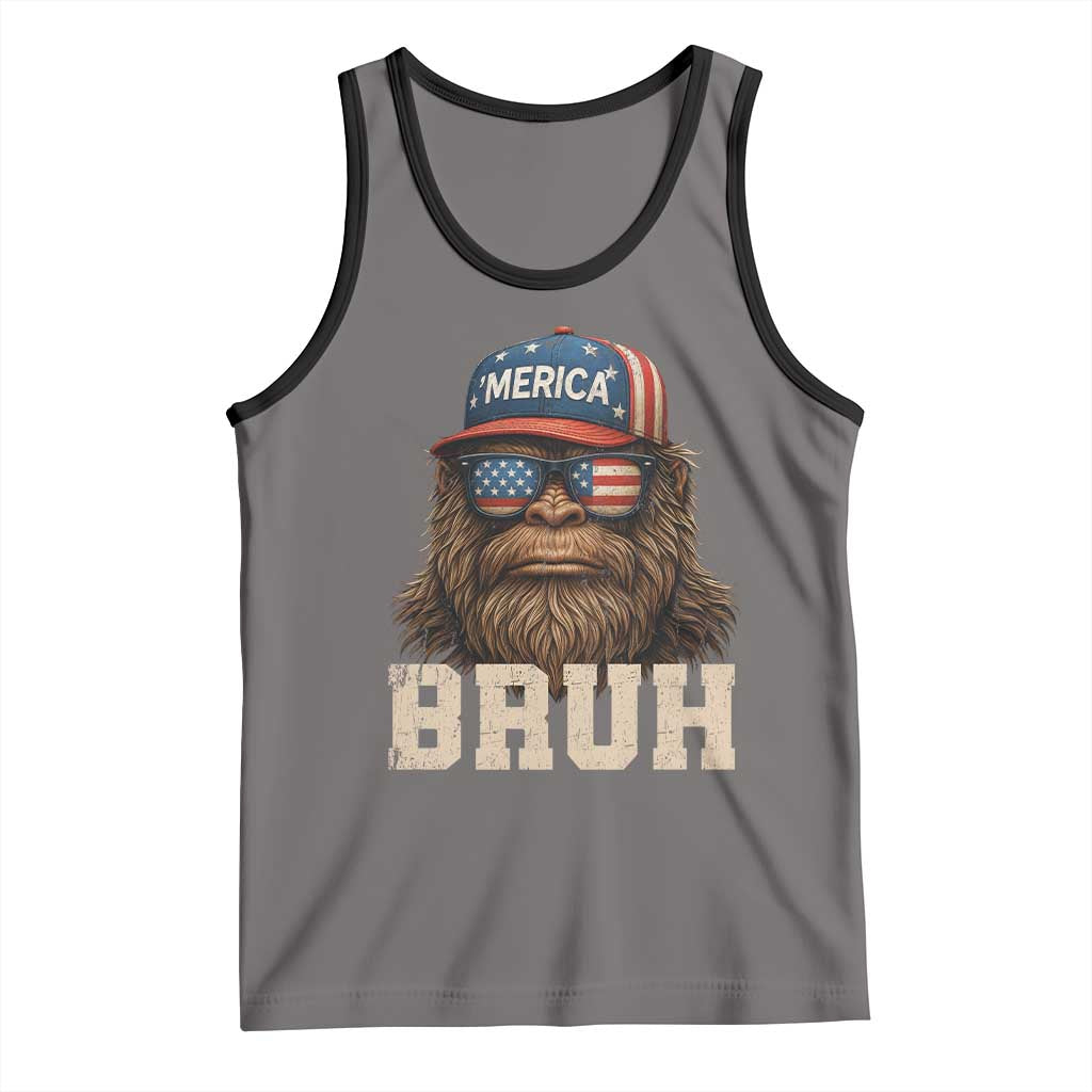 Bruh Bigfoot Merica Tank Top American Flag Patriotic 4th Of July - Wonder Print Shop