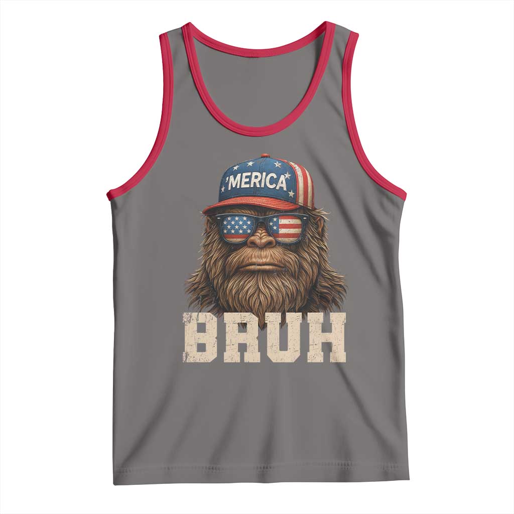 Bruh Bigfoot Merica Tank Top American Flag Patriotic 4th Of July - Wonder Print Shop