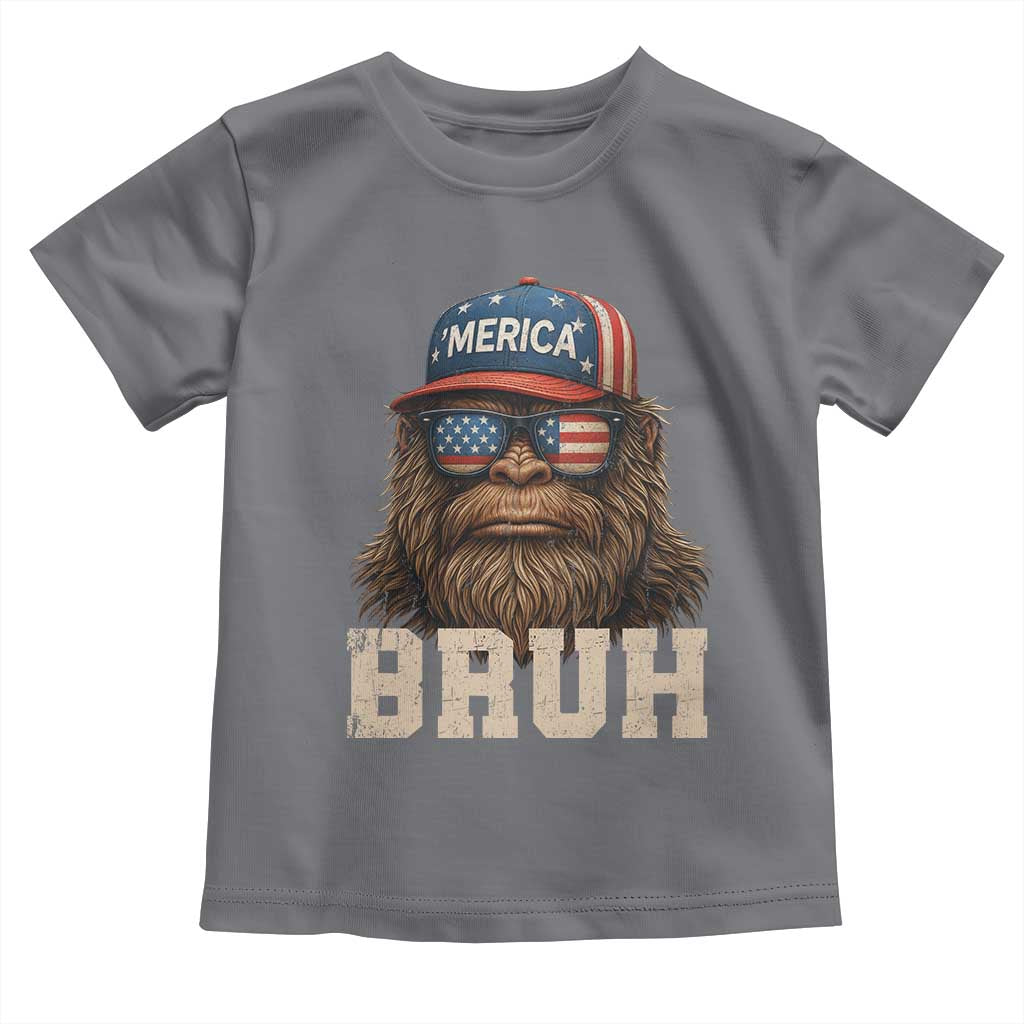 Bruh Bigfoot Merica Toddler T Shirt American Flag Patriotic 4th Of July - Wonder Print Shop
